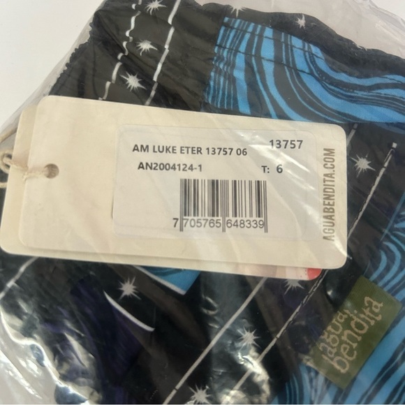 NWT Agua Bendita Luke Eter Celestial Swim Trunk Blue & Purple Kids Size 6 - Picture 5 of 7